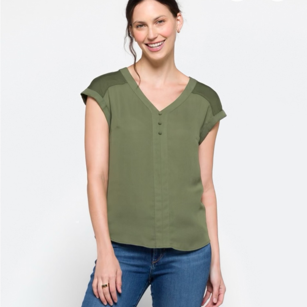 Chic Olive V-Neck Women's Blouse